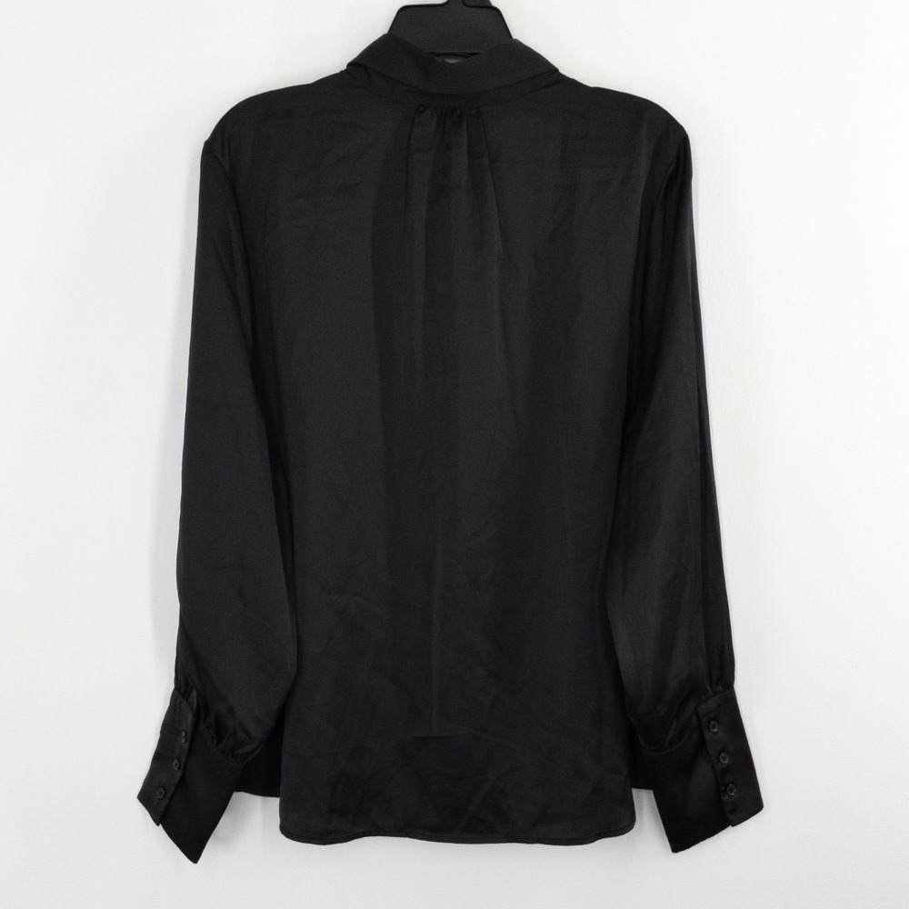 Joie Satin Blouse Women's XXL Black Button Front Long Sleeve NWT MSRP $98 - Picture 2 of 8